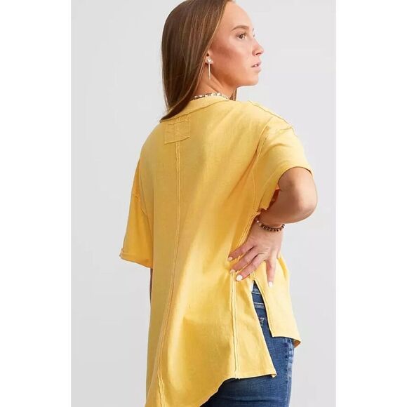 Free People Yellow NWOT Keep Me Oversized T-Shirt Sz Small - Picture 2 of 6